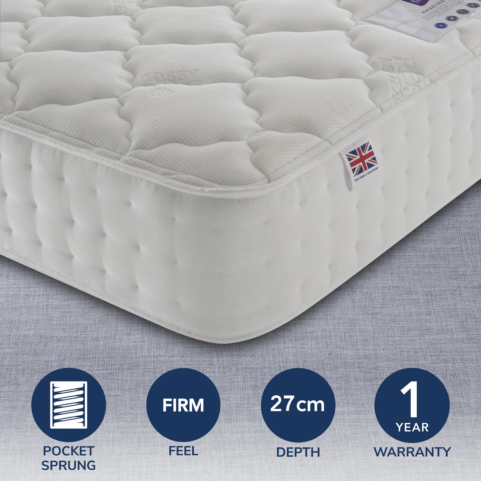 Rest Assured 1400 Pocket Silk Mattress White