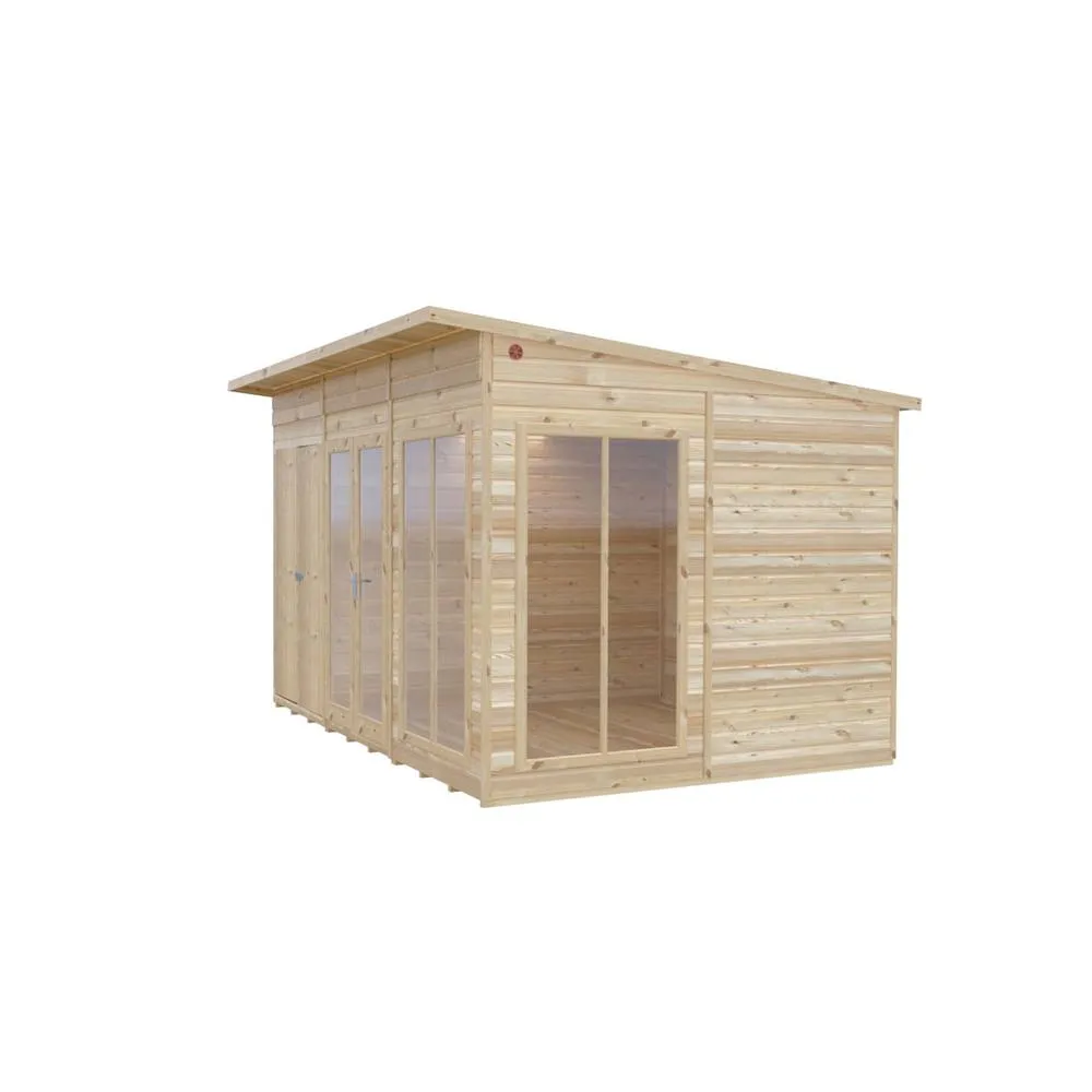 Shires Lela 12 x 8 Summerhouse including Storage - L244.8 x W357 x H227.5 cm in Light Brown 4