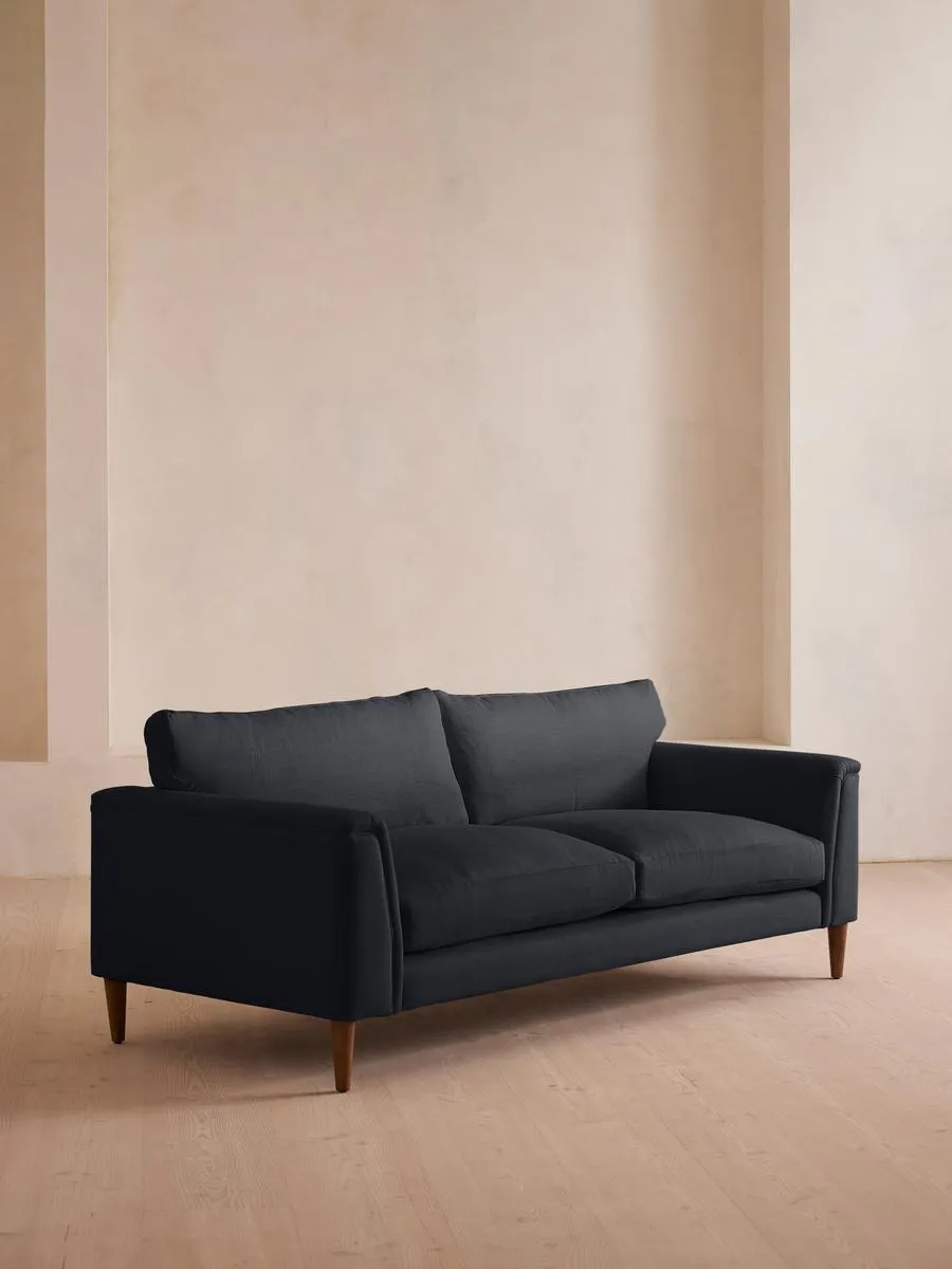 Reya Three Seater Sofa, Linen, Indigo
