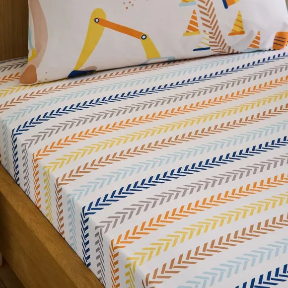 Trucks & Diggers Cotton Fitted Bed Sheet 1