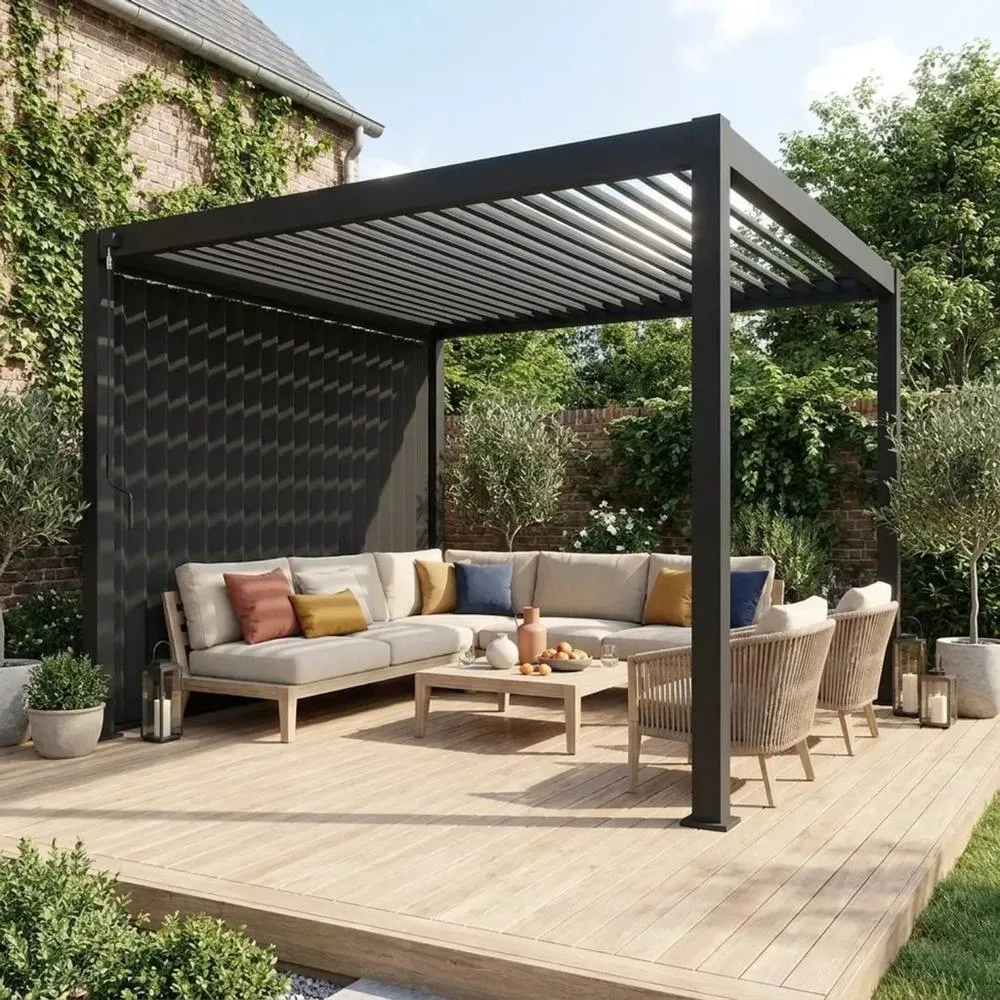sweeek Vertical adjustable louver panel 3m for Triomphe pergola 3x3m V2 4x3m in Dark Grey 1