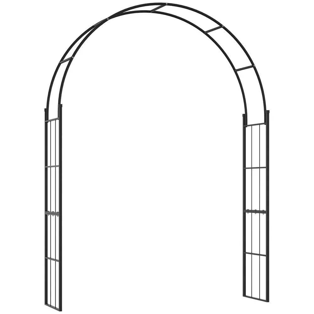 OUTSUNNY 223cm Garden Arch Trellis, Outdoor Wedding Arbor for Roses, Vines in Black 2