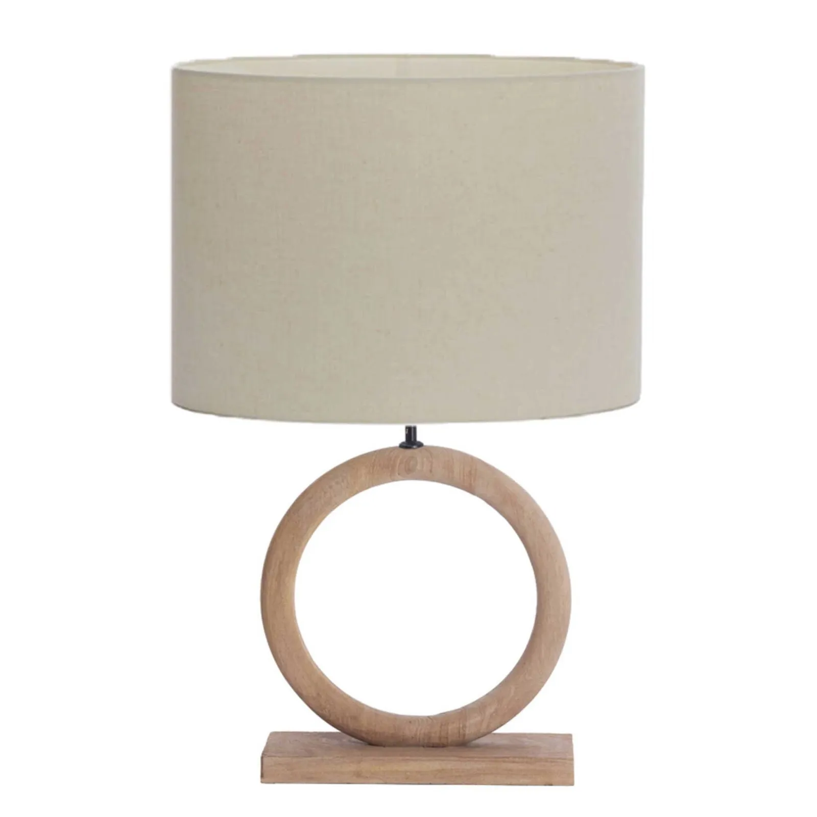 Oversized Wooden Circle Table Lamp, Neutral | Barker & Stonehouse