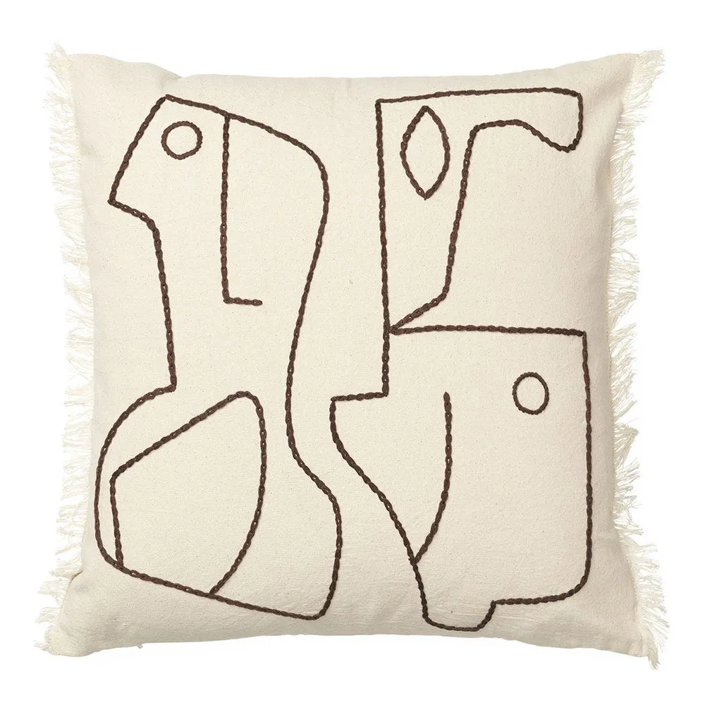 ferm LIVING Figure Cushion Off-white & Coffee 50 x 50cm 2