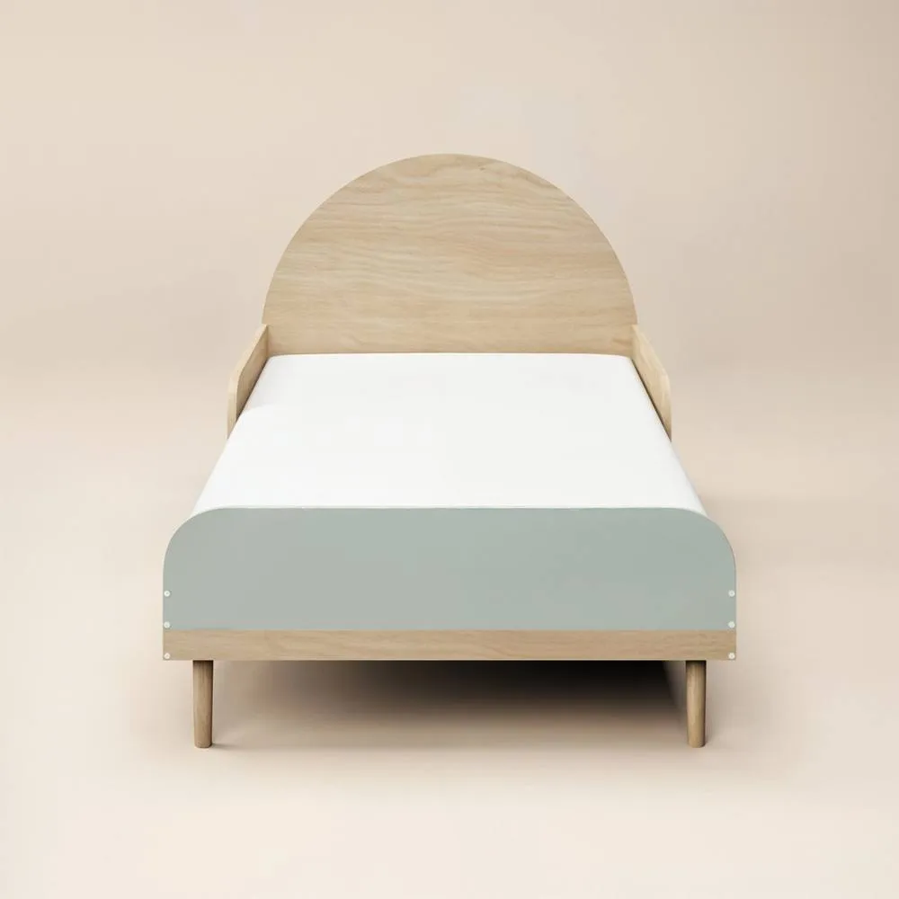 Flair Noah Single Curved Headboard Bed Oak in Green 5