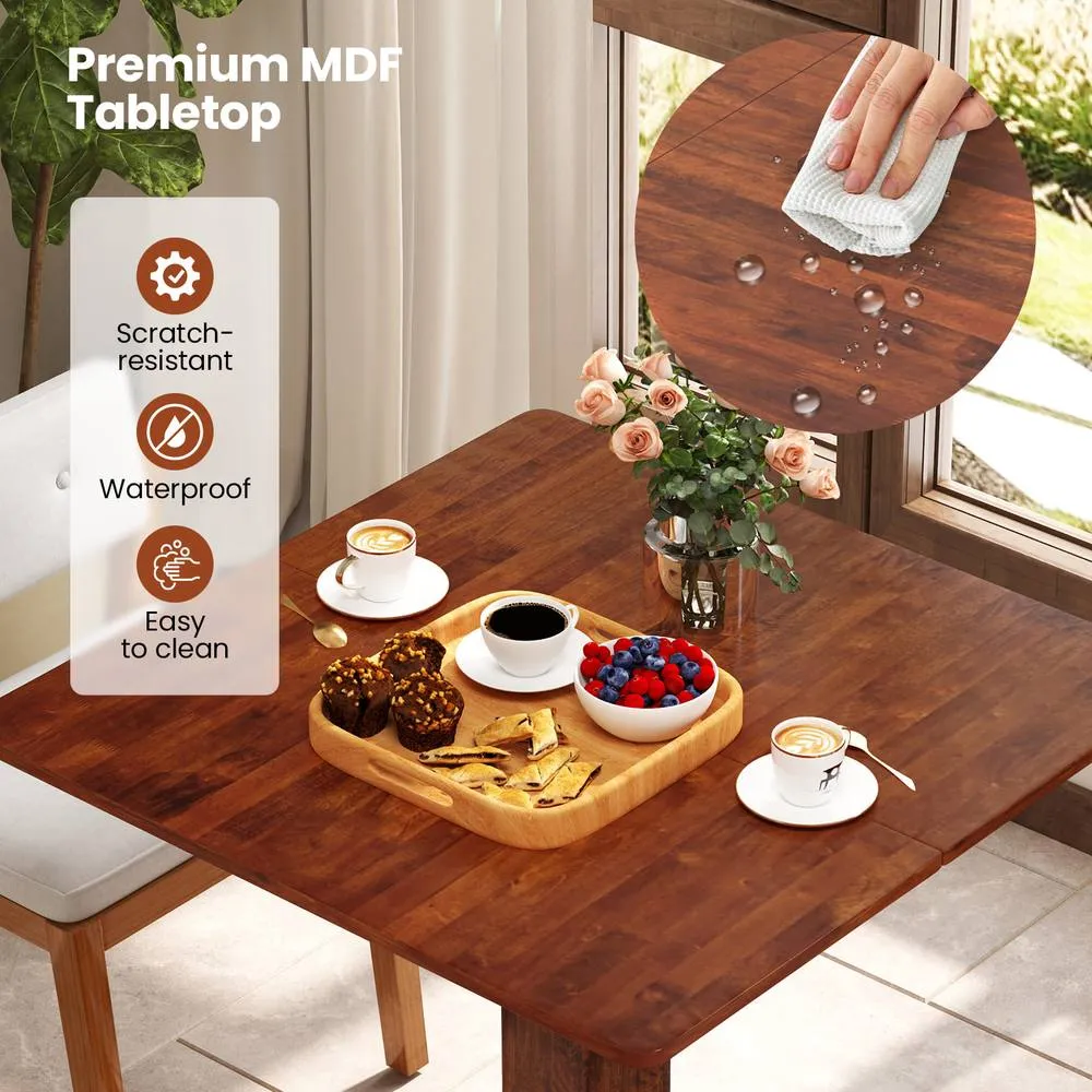 Costway 33" Wooden Kitchen Table Square Dining Table w/ Pedestal Base-Walnut in Brown 3