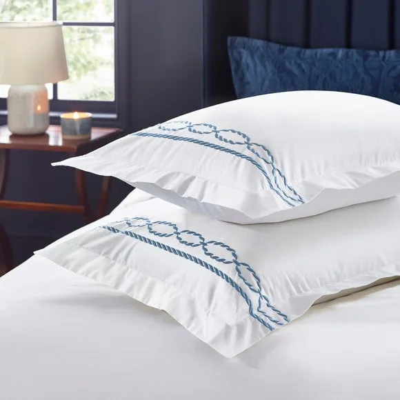 Dorma Coastal Embroidery 100% Cotton Duvet Cover & Pillowcase Set 4