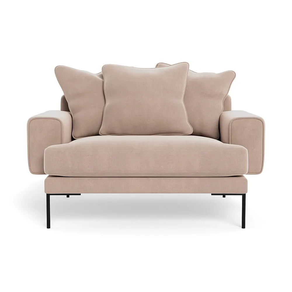 Heal's Torrington Loveseat Smart Velvet Pebble Black Feet 1