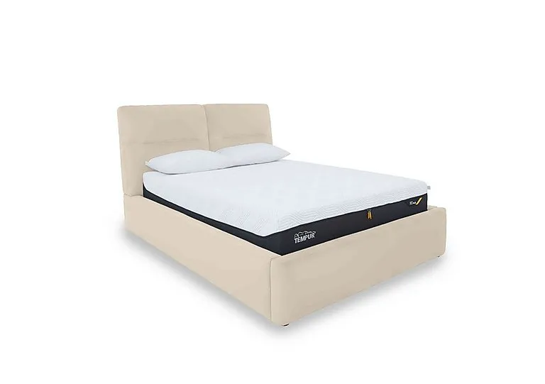 Stark Leather Manual Ottoman Bed Frame - Super King - BV Bisque