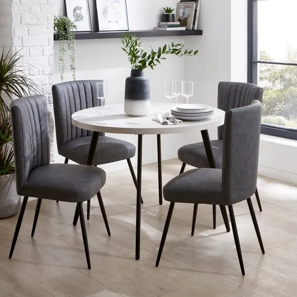 Zuri 4 Seater Round Dining Table, Concrete Effect 2