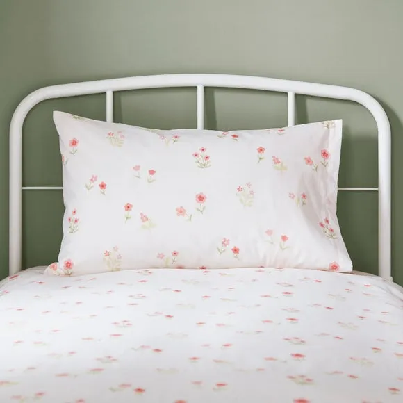 Floral Gingham Polycotton Duvet Cover & Pillowcase Set 4