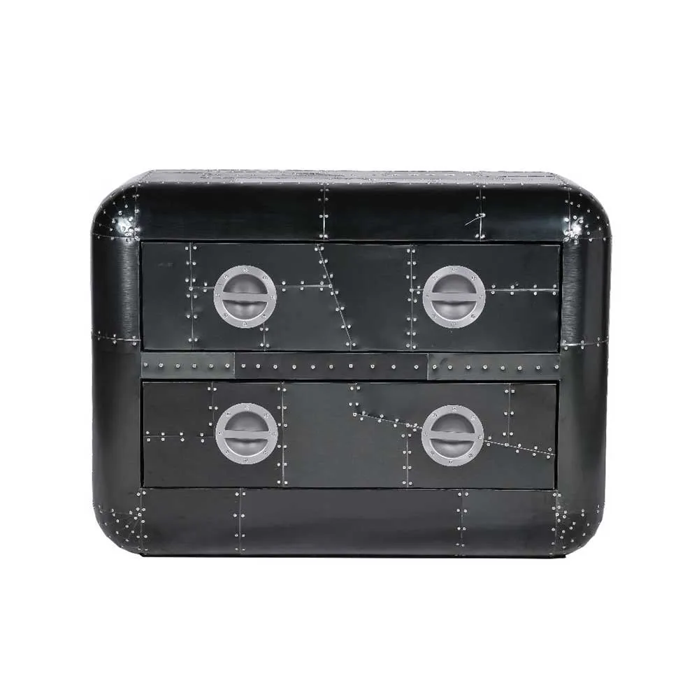 Timothy Oulton Aviator Blackhawk Medium Chest, Black Spitfire