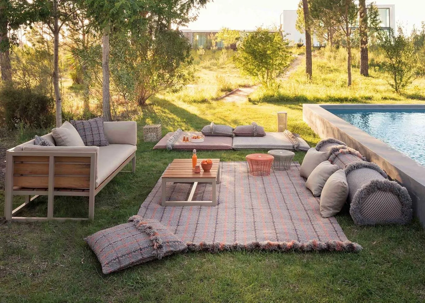 Gandia Blasco Garden Layers Rug Tartan Terracotta