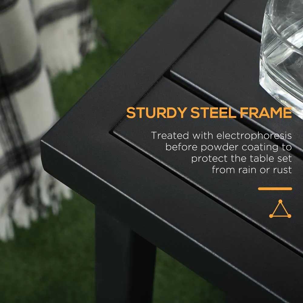 OUTSUNNY Garden Side Table Coffee Table with Umbrella Hole for Patio Balcony in Black 5
