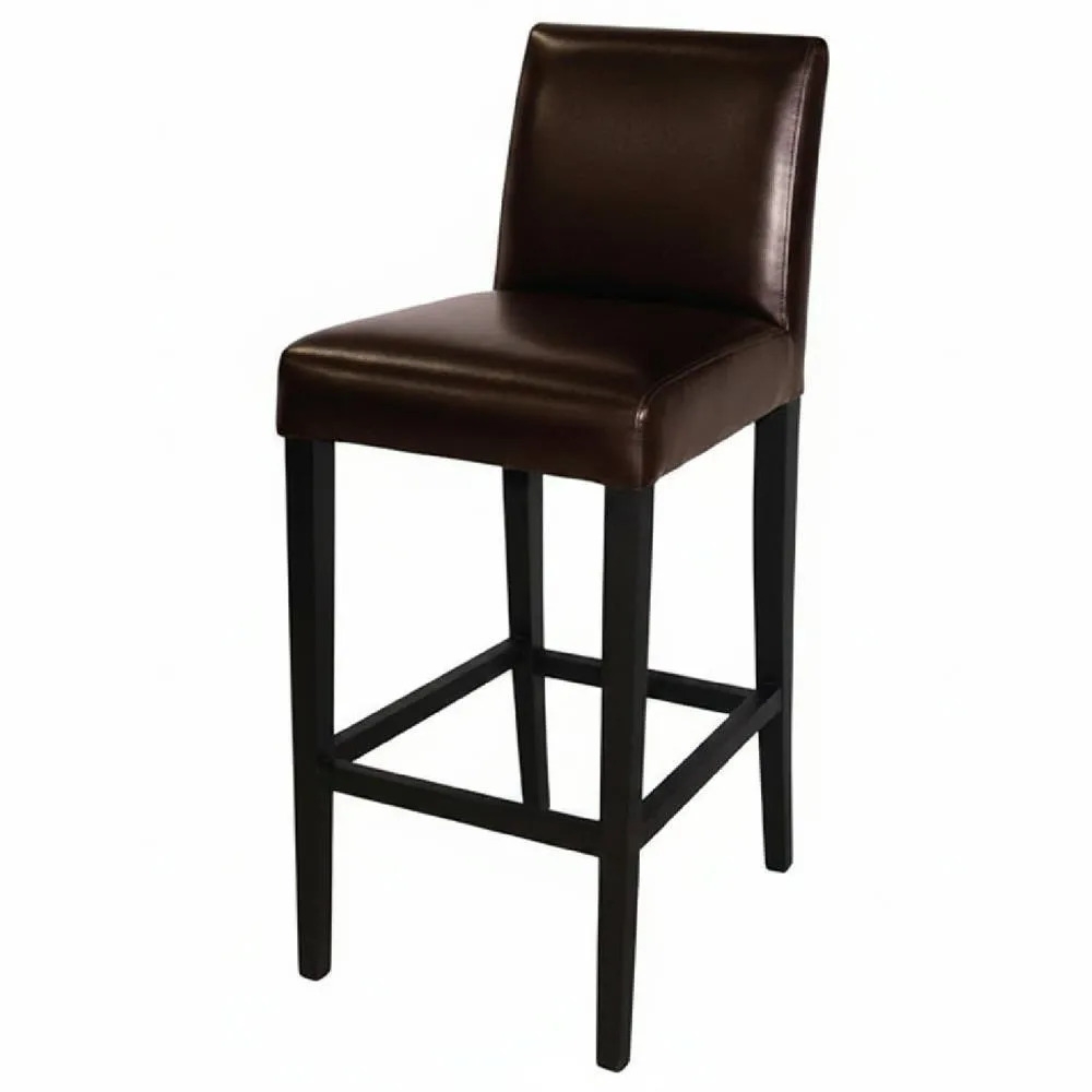netfurniture Rose Brown Padded Bar Stool Black Wooden Frame Back Fully Assembled