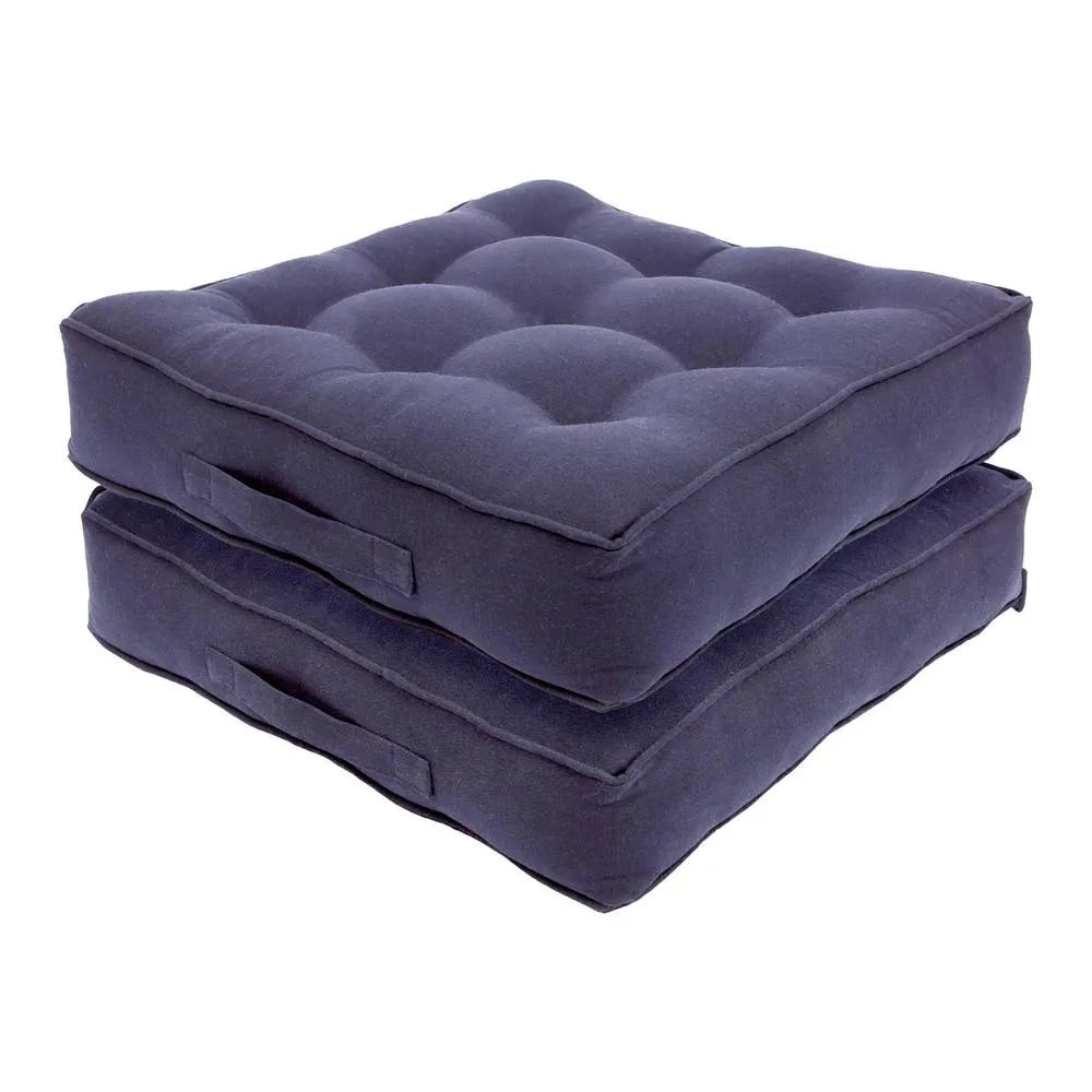 Harbour Housewares Square Armchair Booster Cushions - 50 x 50cm - Pack of 2 in Navy