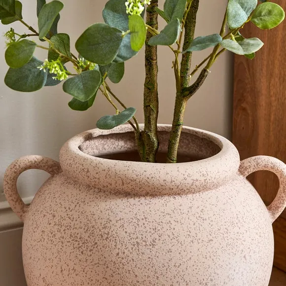 Wide Stone Vase with Handles 2