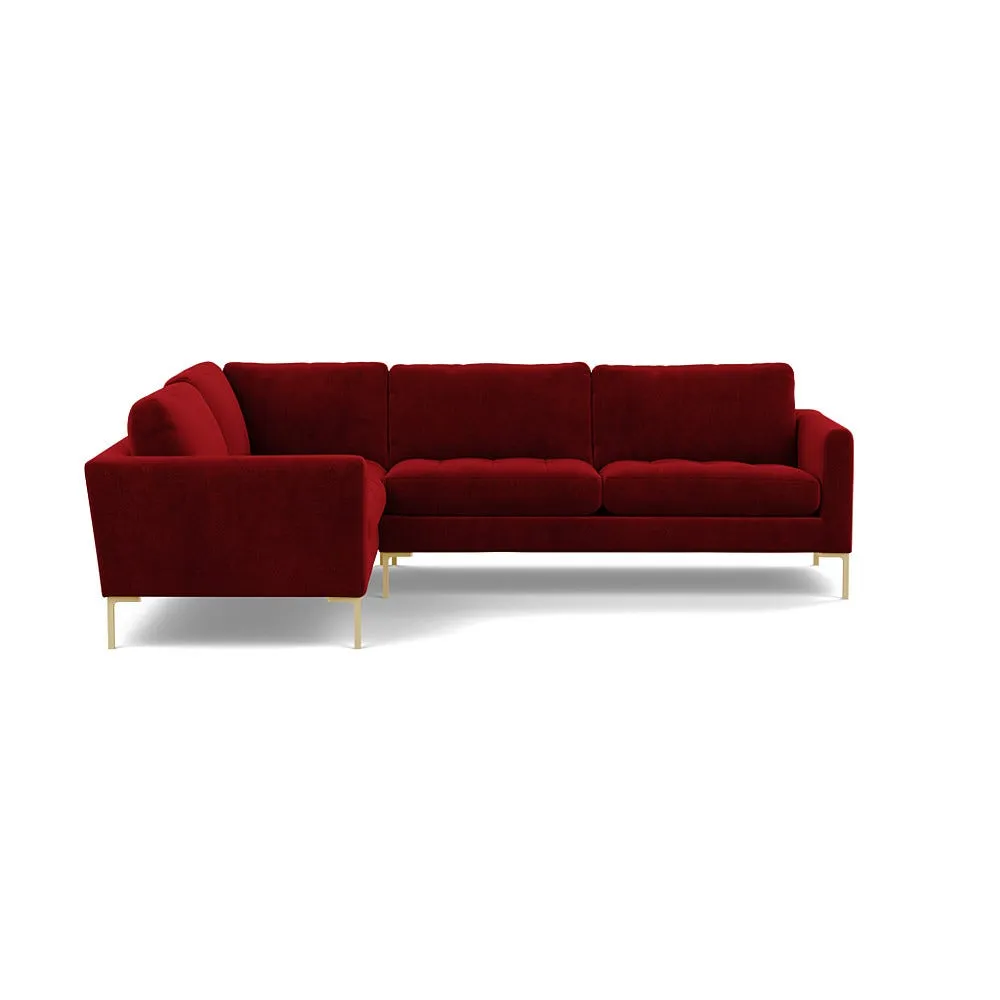 Heal's Eton Left Hand Facing Corner Sofa Smart Luxe Velvet Mulberry Brass Feet