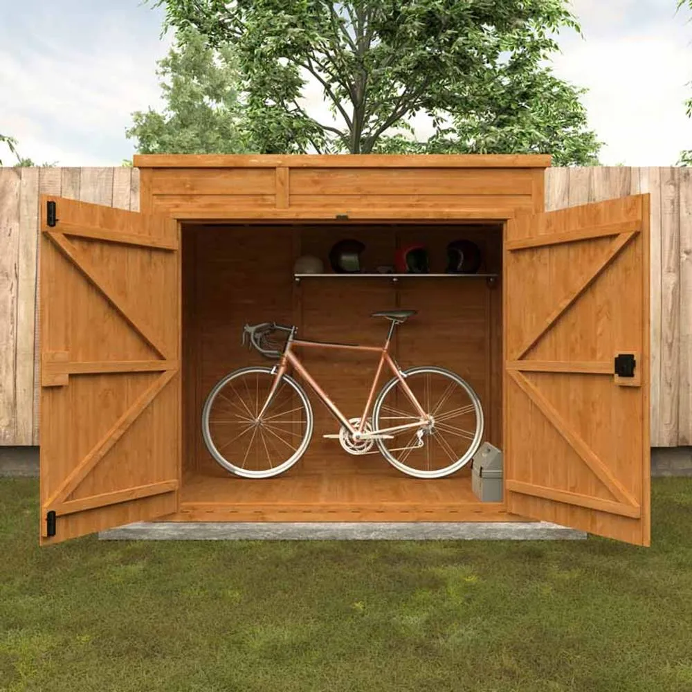 Buttercup Farm 6x4 Flex Pent Bike Store 12mm Flex - L183.8 x W115 x H179.1 cm in Burnt Orange 5