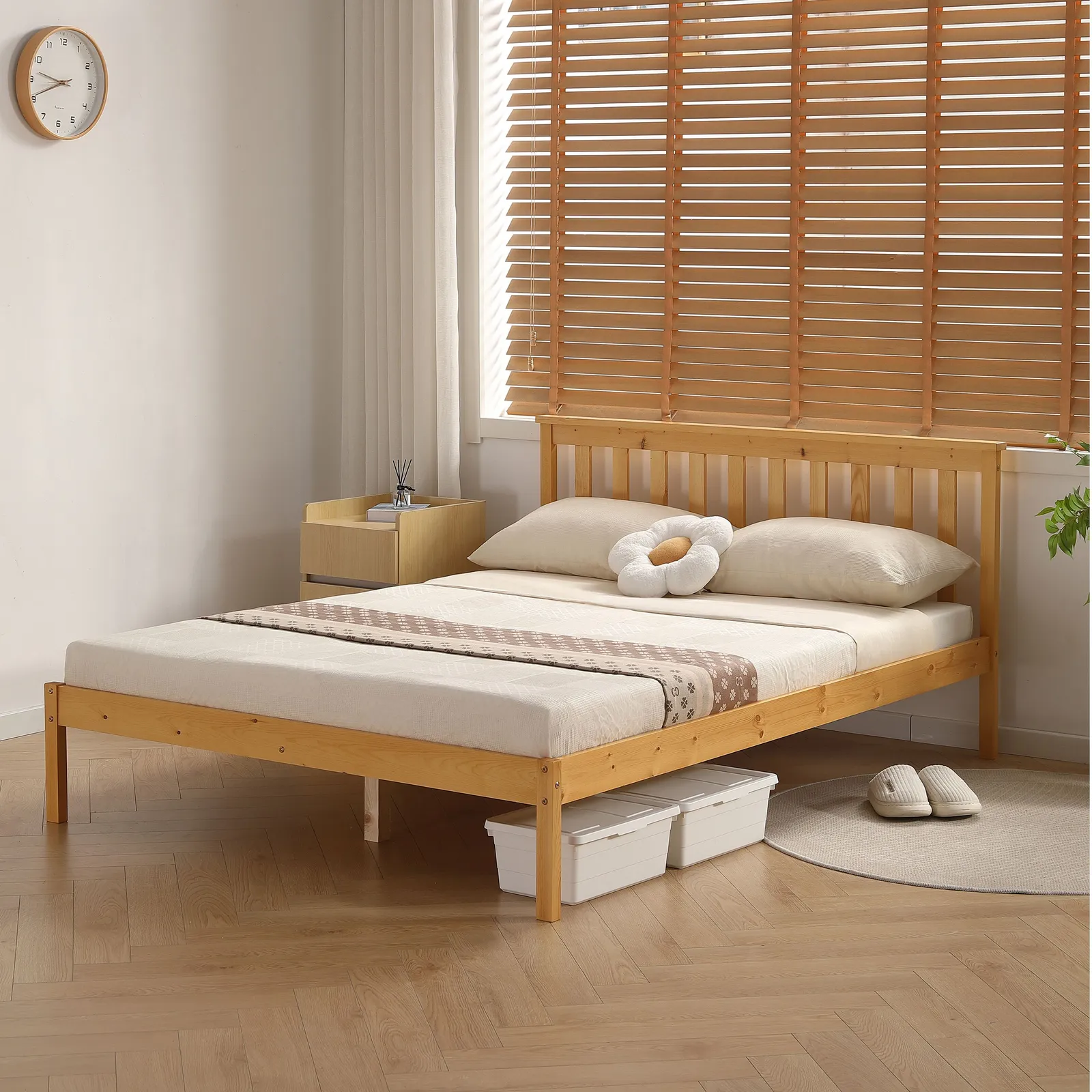 Comfy Living Ltd Low Footend Wooden Bed Frame in Light Brown 5