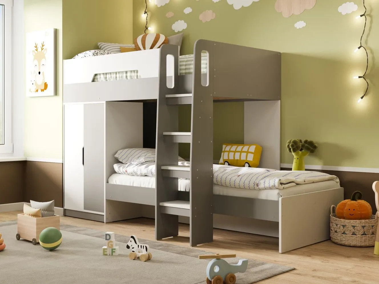 Flair Benito Bunk Bed with Wardrobe in White 2