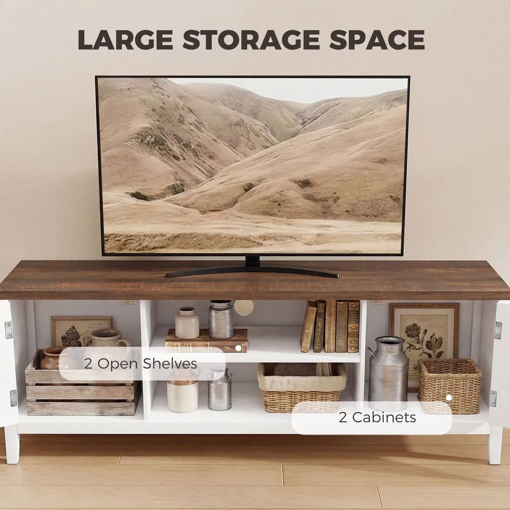 HOMCOM Farmhouse TV Unit for TVs up to 42 Inch, Entertainment Centre, White 6