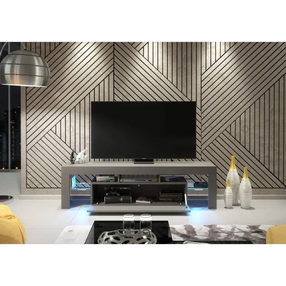 Creative Furniture Aria TV Unit 160cm - Dark Grey with Gloss Doors & LED Lights 3