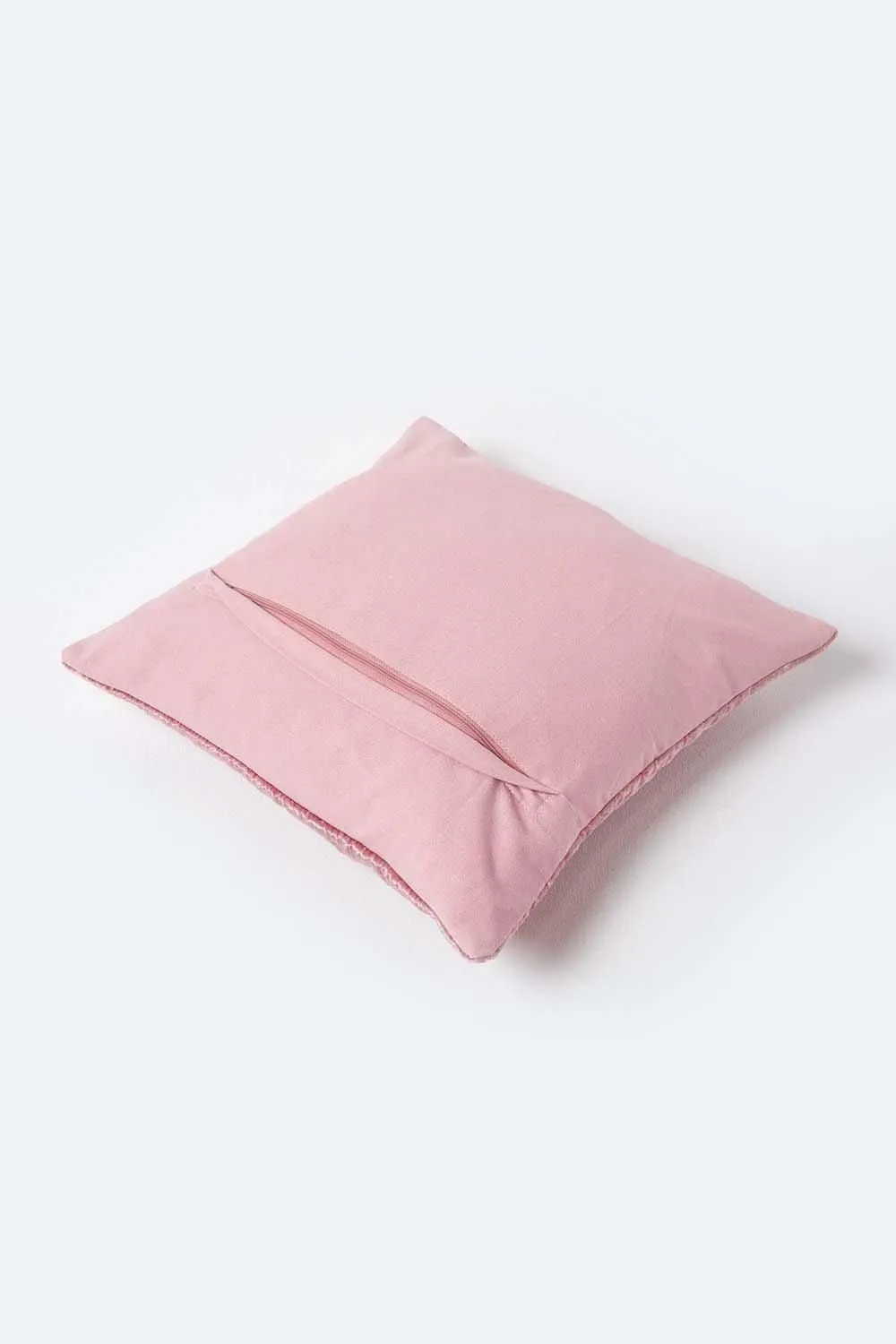 Homescapes Crushed Velvet Cushion Cover in Bright Pink 3