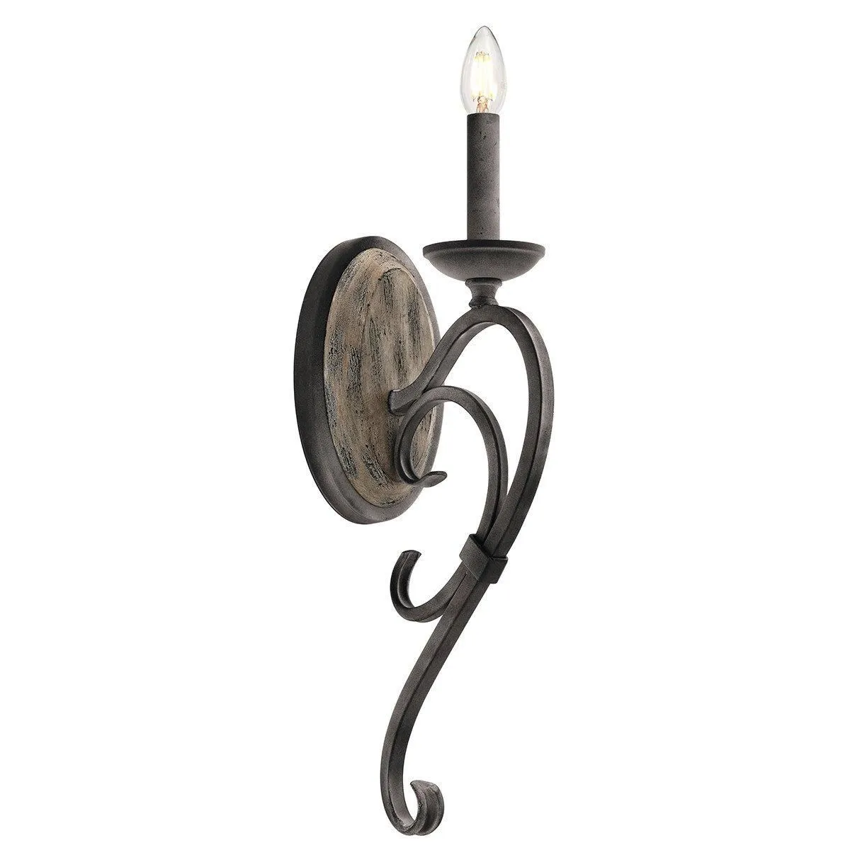 Netlighting Taulbee 1 Light Indoor Candle Wall Light Zinc E14 in Grey