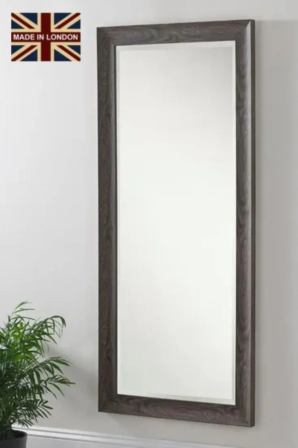 Yearn Mirrors Rustic Grey Wood Effect Scooped Framed Mirror 167.5x76cm in Pale Green