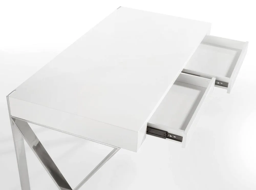 Angel Cerda White MDF Desk with Chromed Steel Legs & 2 5