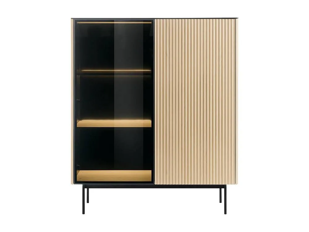 Vente-unique 2-Door Display Cabinet With Leds In MDF & Smoked Glass - H. 127 Cm in Black 2