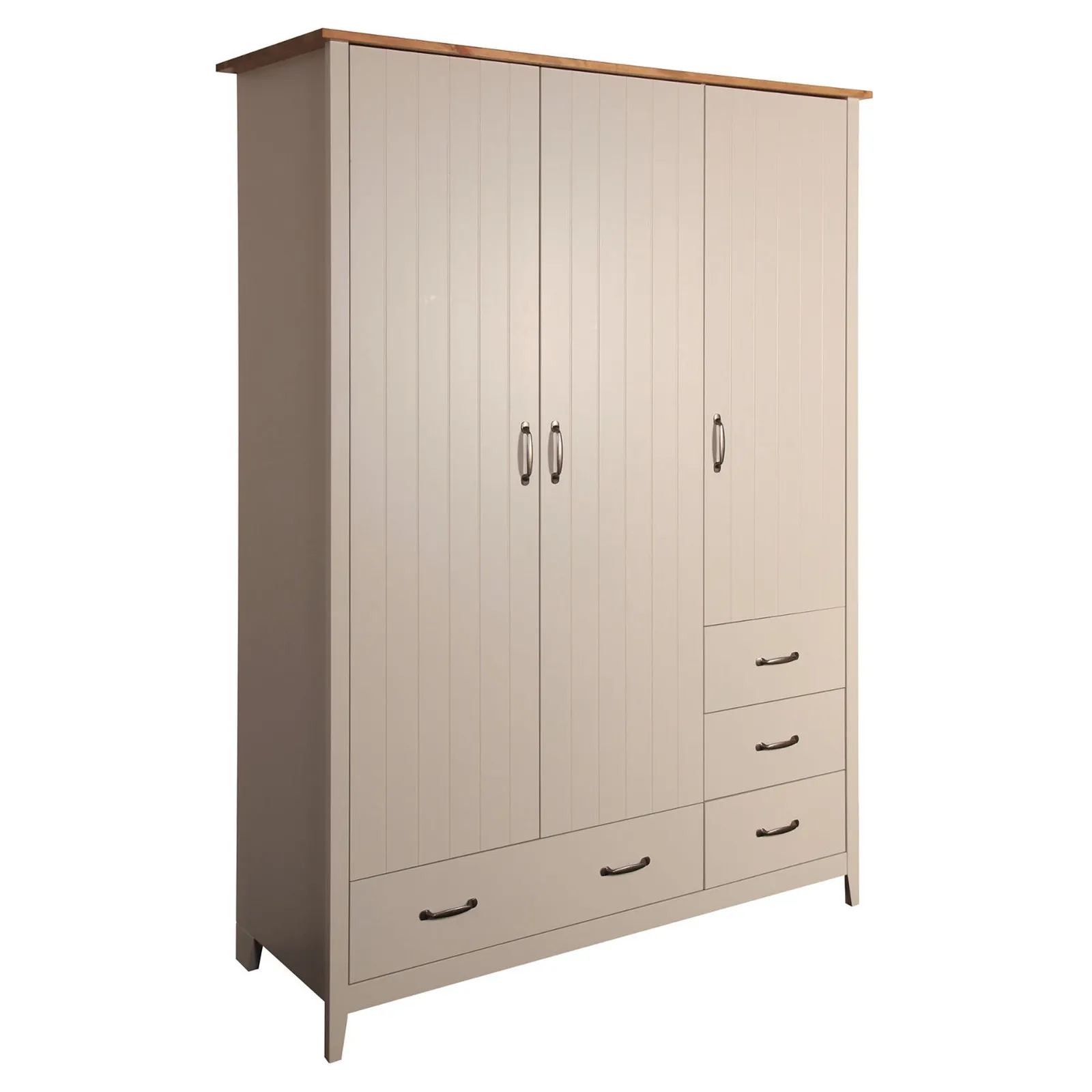 Norfolk Grey 4 Drawer Triple Wardrobe Grey