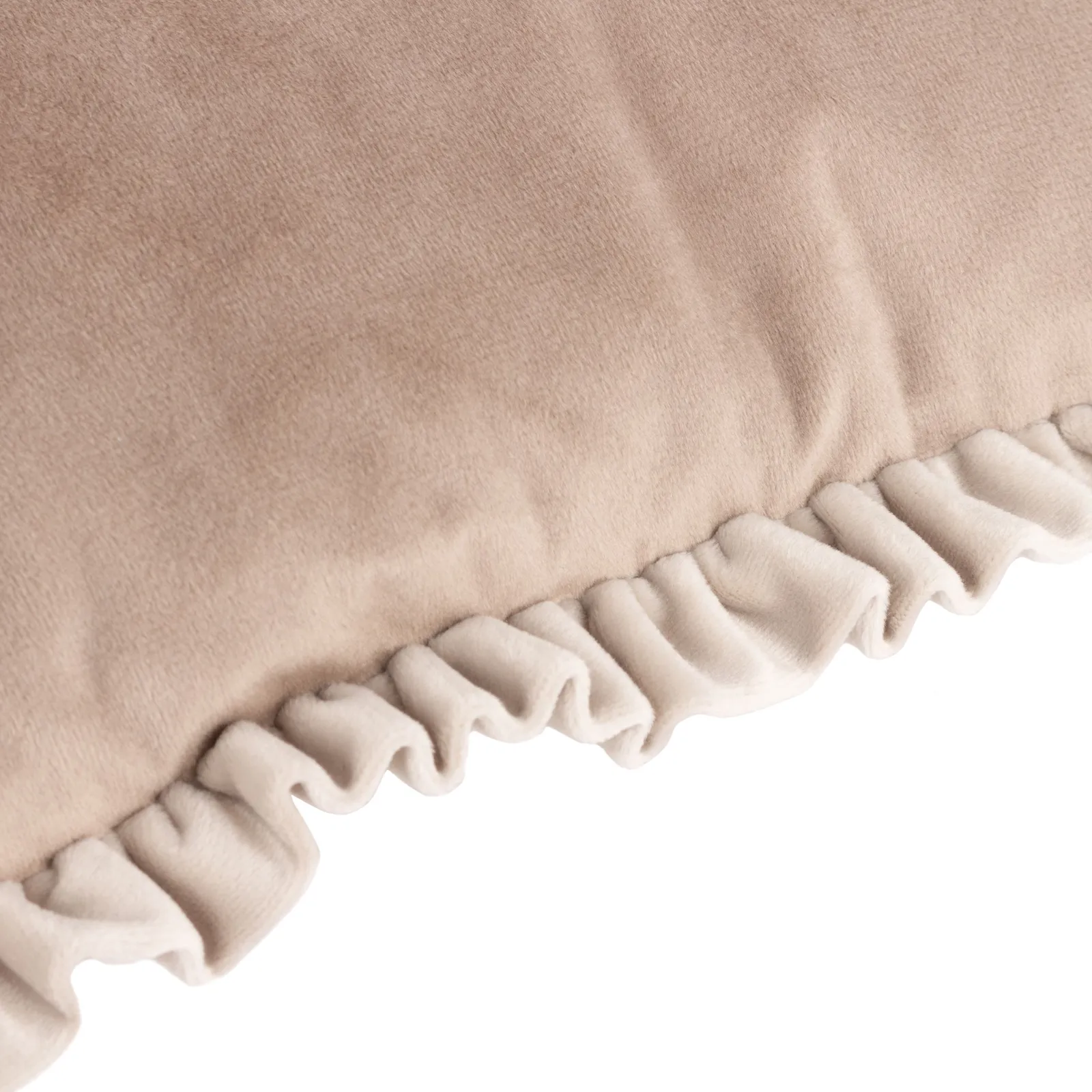 Wylder Tilly Velvet Frill Reversible Cushion in Beige 4