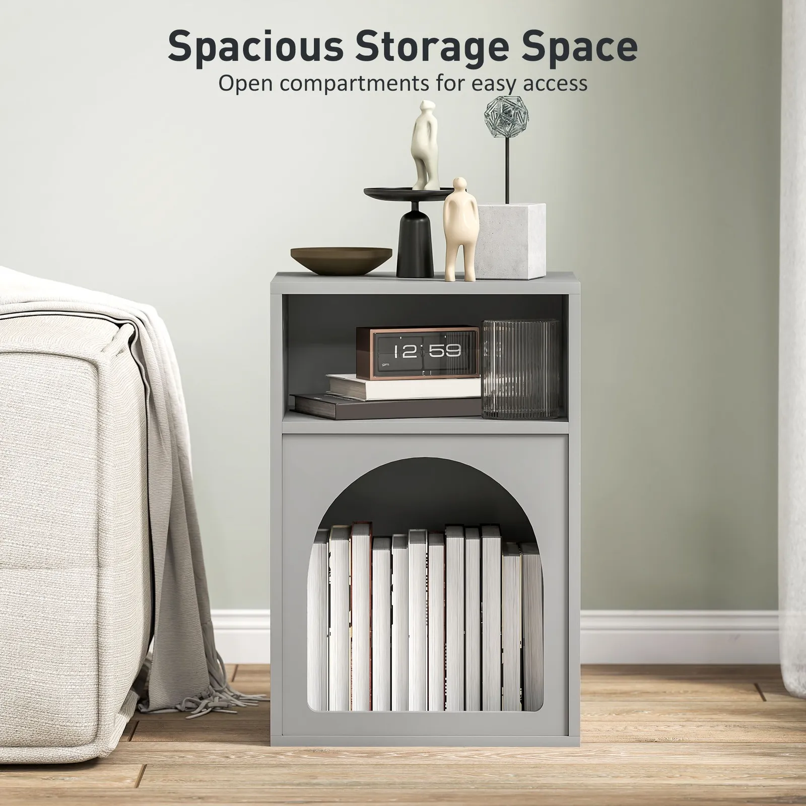 HOMCOM Bedside Table, Modern Bedside Cabinet for Bedroom in Grey 5