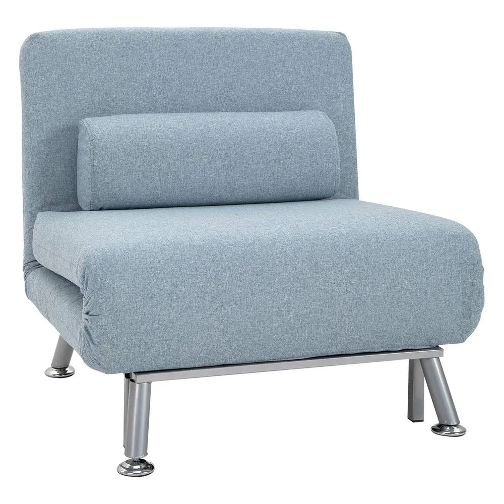 HOMCOM Linen Folding 5 Position Convertible Sleeper Chair Bed, Blue