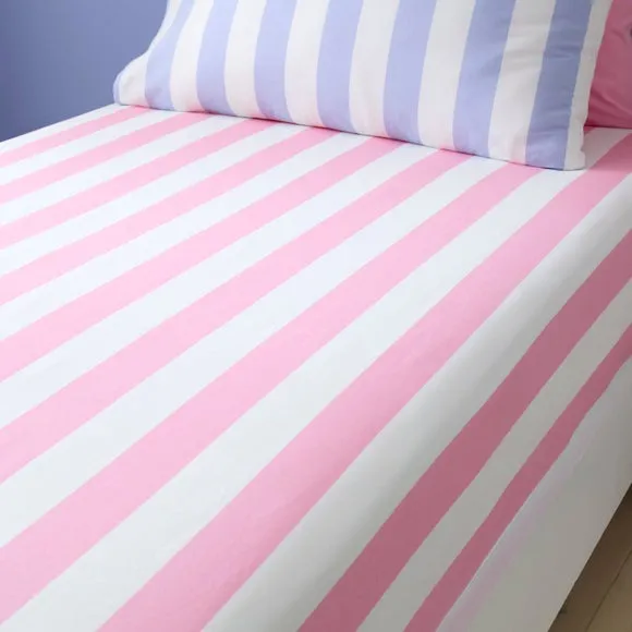 Set of 2 Bold Stripe Cotton Fitted Bed Sheets 1