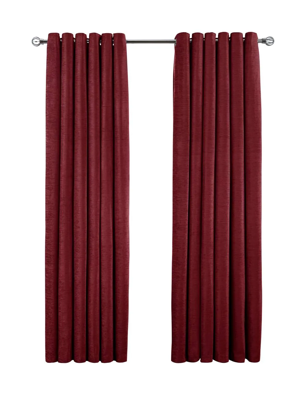 Smart Living Luxury Chenille Eyelet Lined Curtains - 2 Panels in Red 4