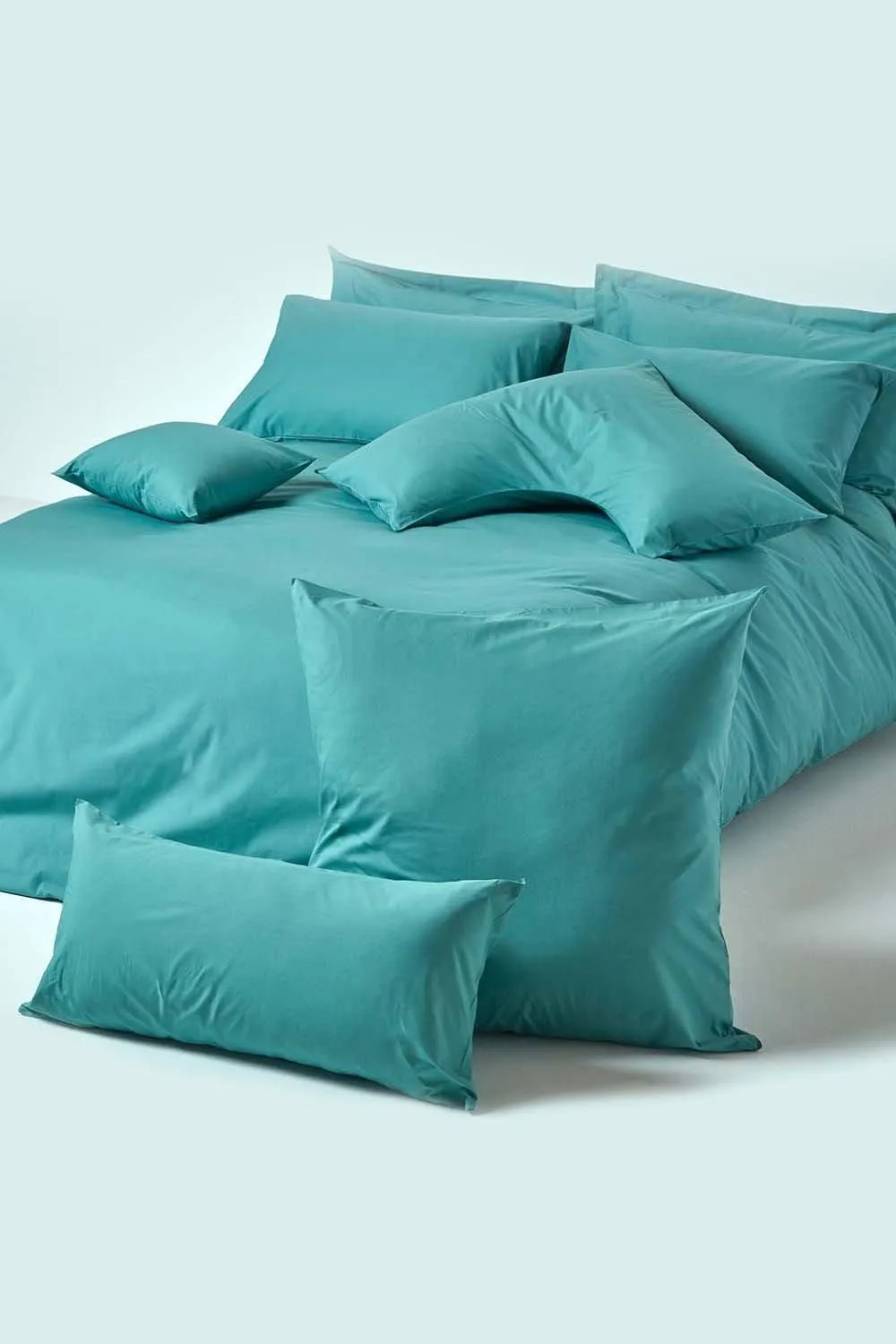 Homescapes Egyptian Cotton Oxford Pillowcase 200 TC, Standard Size in Teal 5
