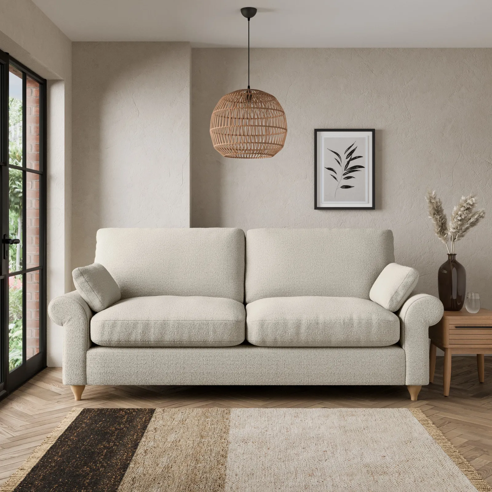 Salisbury Cosy Marl 3 Seater Sofa Light Grey