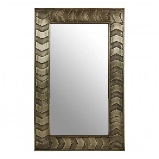 Siros Rectangular Wall Bedroom Mirror In Weathered Brown Frame