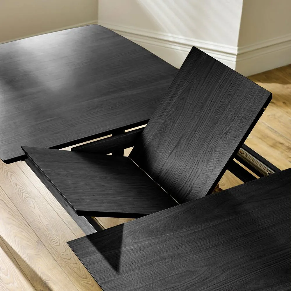 FurnitureboxUK Leif Black Wood Rectangular Extending Table & 8 Caia Dining Chairs 6