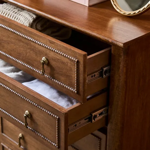 Ettie Beaded 5 Drawer Chest, Mango Wood 5