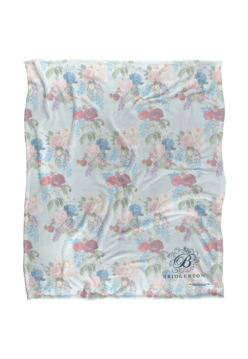 Bridgerton By Catherine Lansfield Bridgerton B Floral Silky Touch Super Soft Throw Blanket 152 X 127 cm in White