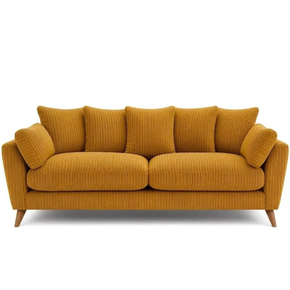 Bliss Furniture Harlow Jumbo Cord 2 Seater Sofa, Modern Tailored Design in Mustard