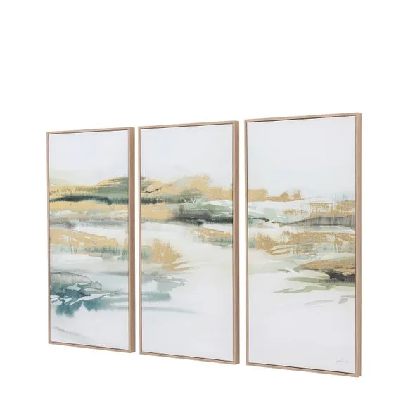 Cedar & Sage Set of 3 Triptych Abstract Landscape Framed Canvases 4