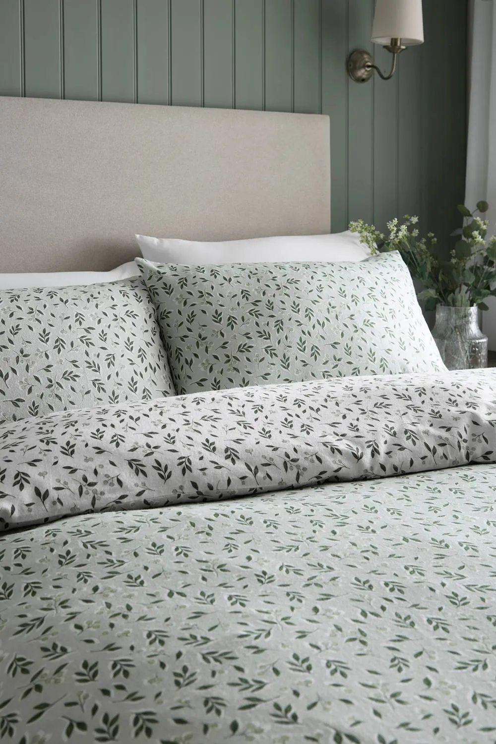 Dreams & Drapes 'Falling Leaf' Brushed Cotton Duvet Cover Set in Green 2