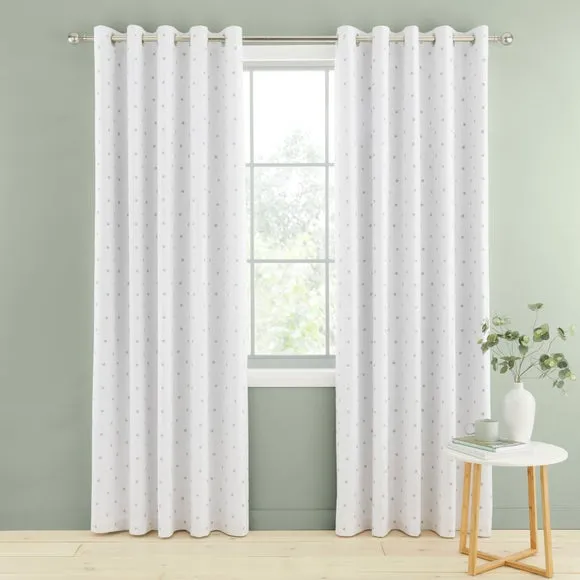 Polka Dot Polycotton Blackout Eyelet Curtains 2
