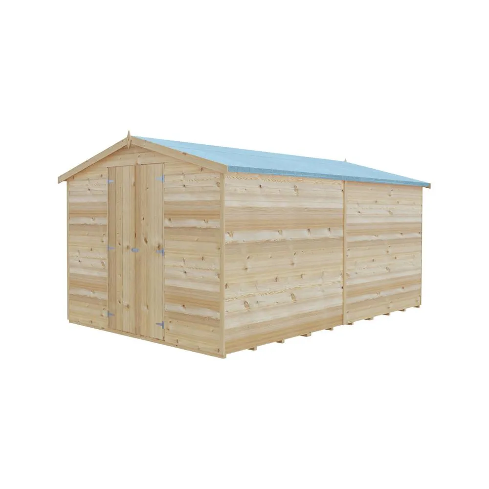 Shires Overlap 12 x 8 Dip Treated Apex Shed Double Door No windows in Light Tan 5