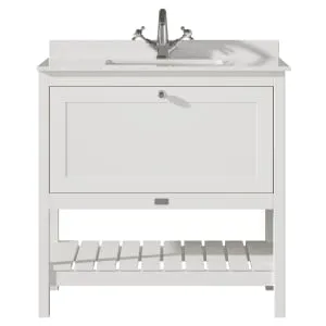Bayswater Hartleigh Pointing White Traditional Freestanding Vanity Unit & 1 Tap Hole White Marble Top Basin - 800mm